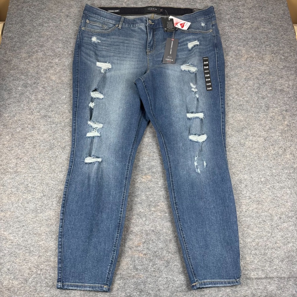 Torrid Bombshell Skinny Jeans 29" Distressed Blue Womens Plus 26